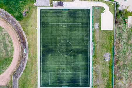 Top view of soccer field or football field