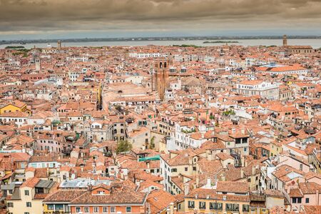 Bird eye view of Venice from San Marco bell tower, Italyの写真素材