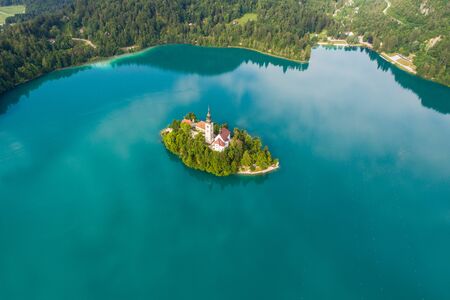 The Church of the Assumption, Bled, Sloveniaの写真素材