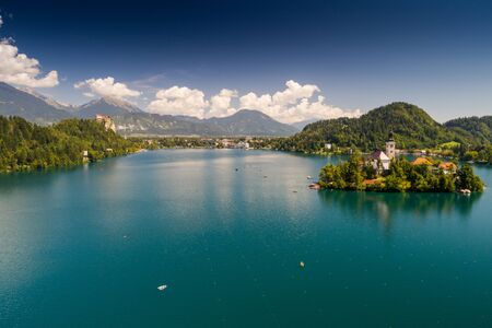 Church of the Assumption, Bled, Sloveniaの写真素材