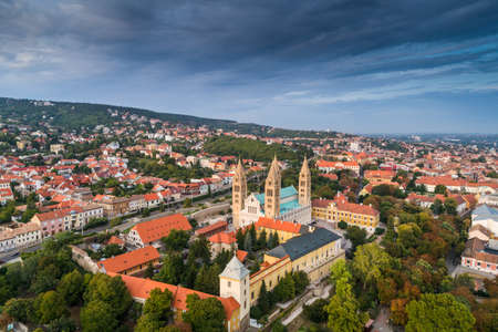 Pecs, Szekesegyhaz. Bird eye viewの写真素材