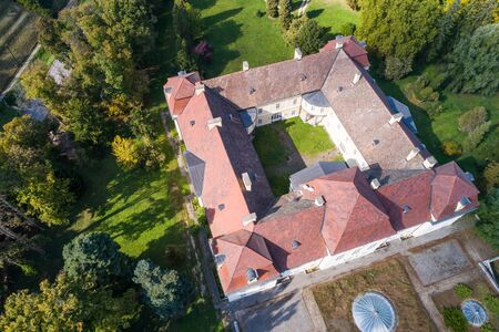 Aerial phooto of Apponyi Castle in Hogyesz, Hungaryのeditorial素材
