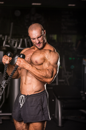 bodybuilder training  in a gymの写真素材