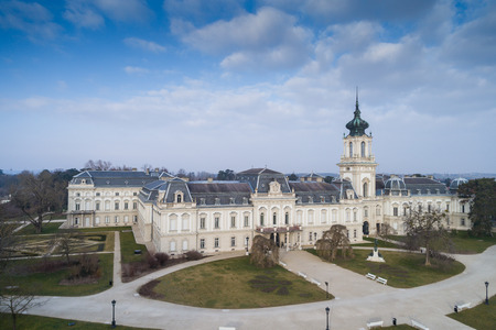 Aerial phooto of Festetics Castle in Keszthely, Hungaryのeditorial素材