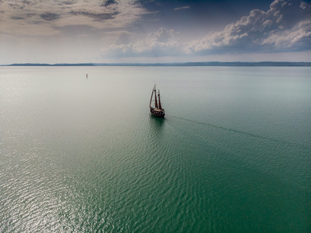 A big beautiful ship in the sea, Cyprusの写真素材