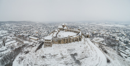 Beautiful panoramaic view of Fortress of Sumeg, Hungary at winterのeditorial素材