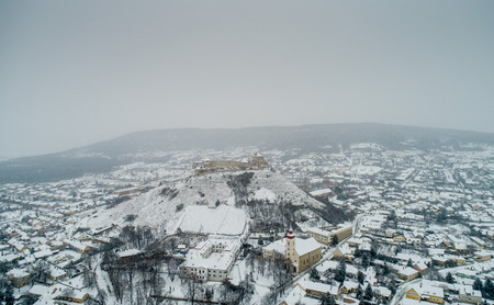 Beautiful panoramaic view of Fortress of Sumeg, Hungary at winterのeditorial素材