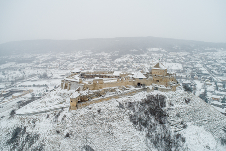 Beautiful panoramaic view of Fortress of Sumeg, Hungary at winterのeditorial素材