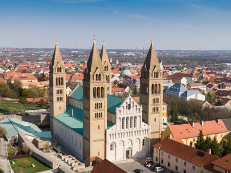 Pecs, Szekesegyhaz. bird eye view
