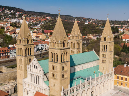 Pecs, Szekesegyhaz. bird eye view