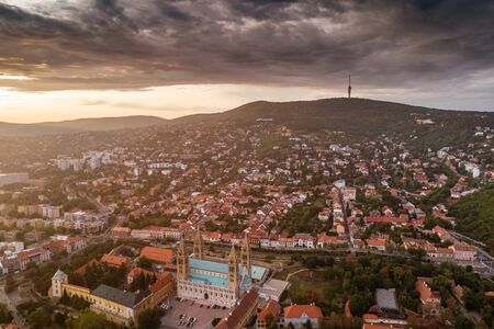 Bird eye view of beautiful Pecsの写真素材