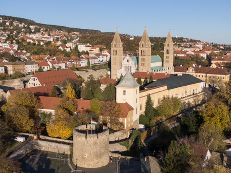 Pecs, Szekesegyhaz. Bird eye viewの写真素材