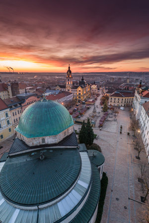Aerial photo of Advent in Pecs, Hungary