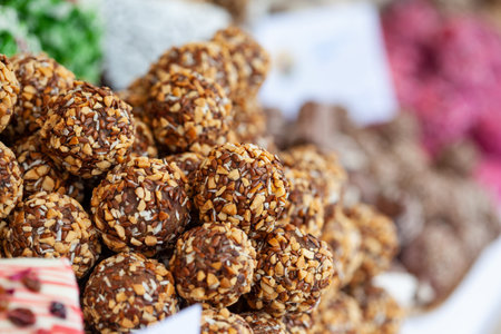 Variety of home made nougat on market