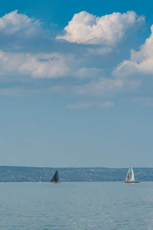 ZAMARDI - JULY 29: Sailing boats compete on the 52nd Blue Ribbon Championship at the Lake Balaton on 29 July 2020 in Zamardi, Hungary.のeditorial素材