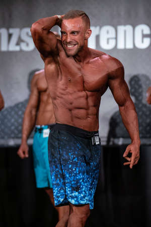 2020 in Szeged, hungary, HUNGARY - SEPTEMBER 27: Unknown man participates in PCA bodybuilding championship on Sep 27, Szegedのeditorial素材