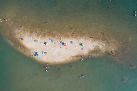 Aerial view of small island in Medulin, Croatiaの写真素材