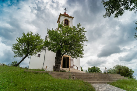 Chapel in Pecs, hungary with cloudy sky
