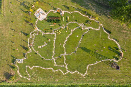 aerial view of old Hungarian map in Zalacseb, Hungary