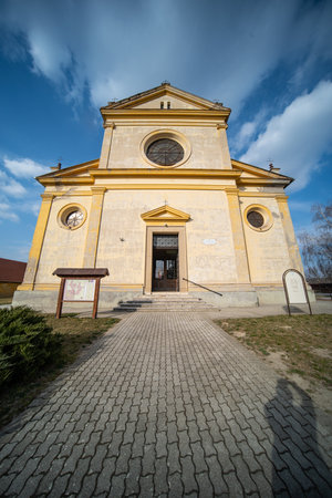 Church in Dobrogkoz, Hungary called Church of Prince St. Imreの写真素材