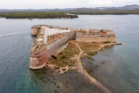 Aerial photo of Fortress in Sibenik, Croatiaの写真素材