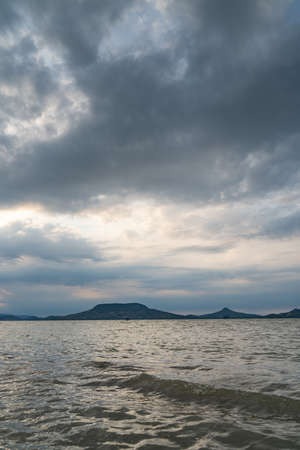 beautiful panorama with Lake Balaton and Badacsonyの写真素材