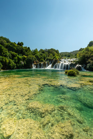 beautiful Krka waterfalls in Croatiaの写真素材