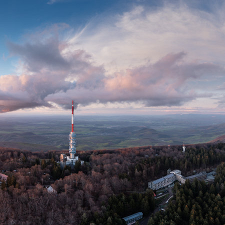 Aerial photo from Kekesteto, TV tower in Matra, Hungaryの写真素材