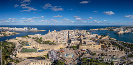 Aerial panoramic photo from Valetta, Maltaの写真素材