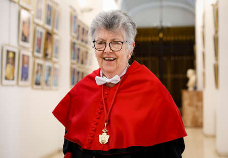 Portrait of Costa Rican judge Elizabeth Odio Benito, President of the Inter-American Court of Human Rights, looking into the camera. Invested doctor honoris causa at the Complutense University of Madrid.のeditorial素材