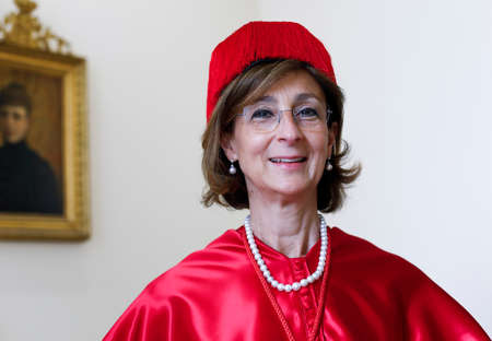 Portrait of the Italian Minister of Justice Marta Cartabia, facing the camera. Invested doctor honoris causa at the University of Madrid.のeditorial素材