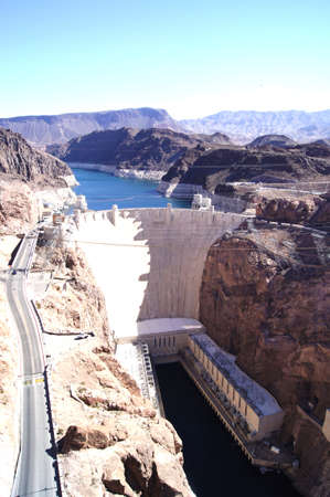 Hoover Dam view from the new freeway dam bypass Hoover Dam view from the new freeway dam bypass