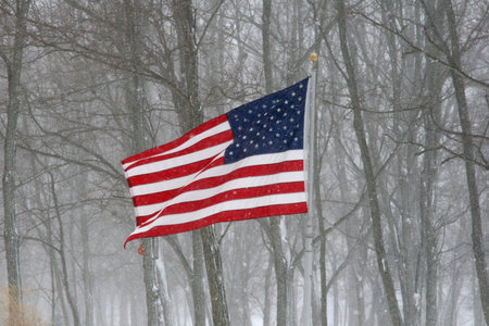 American Flag in Winter
