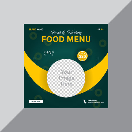 Free Vector food social media promotion and banner post design template.のイラスト素材