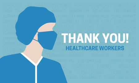 Thank You HealthCare Workers Banner Illustrationのイラスト素材