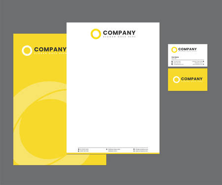 Yellow Stationery Set with Logo Designのイラスト素材