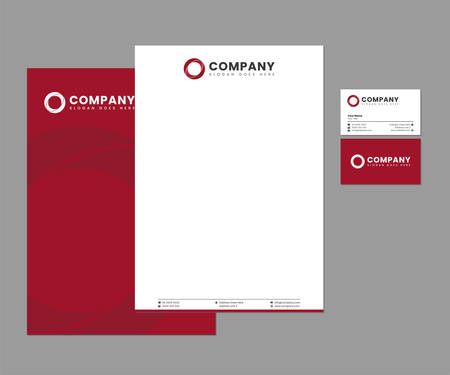 Red Stationery Set with Logo Designのイラスト素材