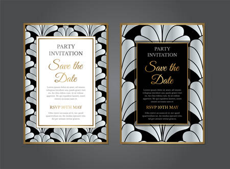 Silver Art Deco Gatsby Invitation Designのイラスト素材
