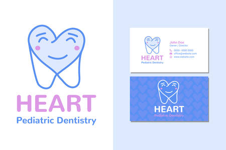 Pediatric Dentistry Logo with Heart and Business Cardのイラスト素材