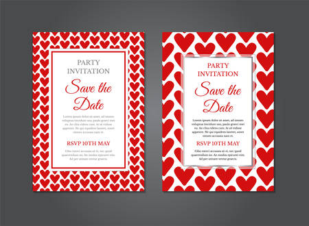 Red Invitation Design with Heartsのイラスト素材