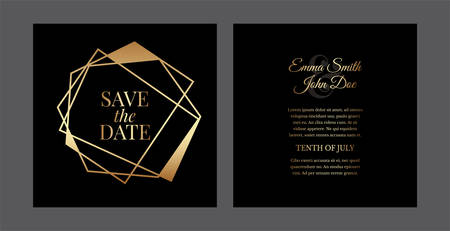 Elegant Triangular Save The Date Black Polygonal Invitation Designのイラスト素材