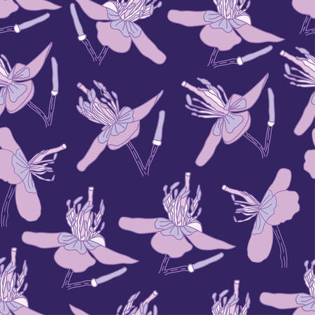 Purple Floral Flower Fabric Pattern Designのイラスト素材