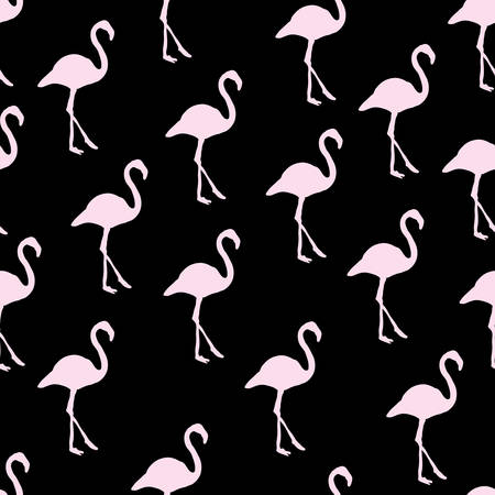 Black Pastel Pink Flamingo Pattern Backgroundのイラスト素材