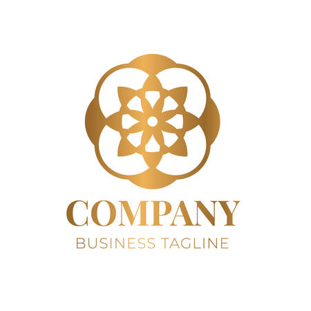 Gold Flower Logo Designのイラスト素材