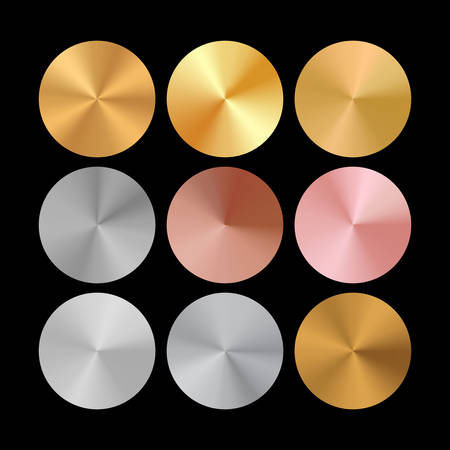 Conical Metal Gradient Collection of Rose Gold, Golden and Silver Circlesのイラスト素材