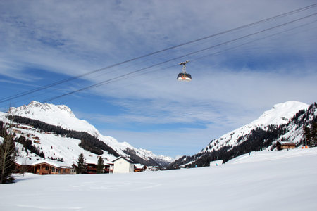 Gondola or Ski Lift in Lech, Austria at winter