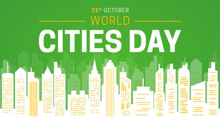Flat Green World Cities Day Background Bannerのイラスト素材