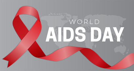 World AIDS Day Illustration Background with Red Ribbon