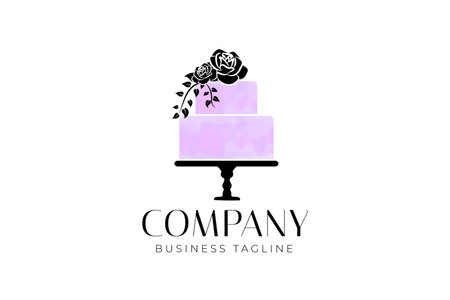 Modern Elegant Cake Logo Design in Purple and Blackのイラスト素材