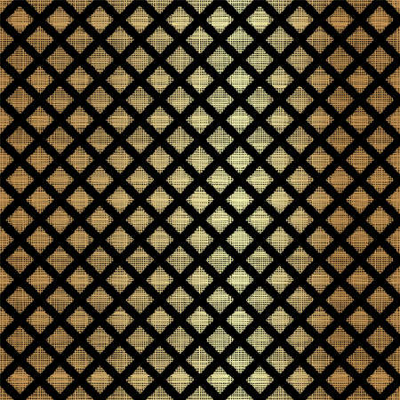 Abstract Gold Geometric Seamless Pattern on Black Backgroundのイラスト素材